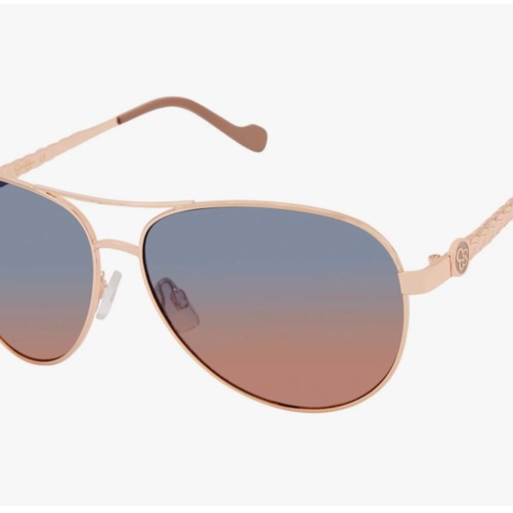 NWT Jessica Simpson gold & blue ombré aviator sunglasses with rose gold frame.